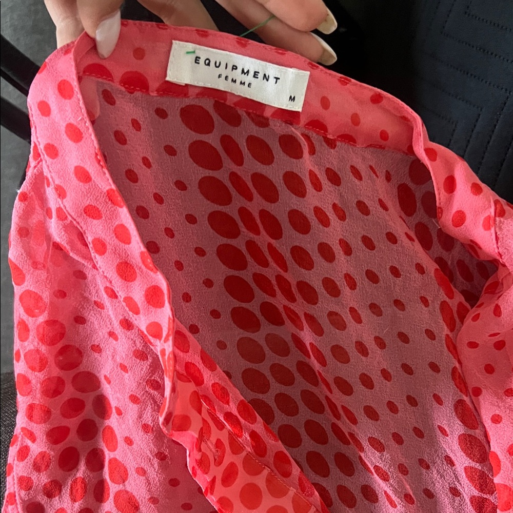 Equipment Vibrant Red Polka Dot Top